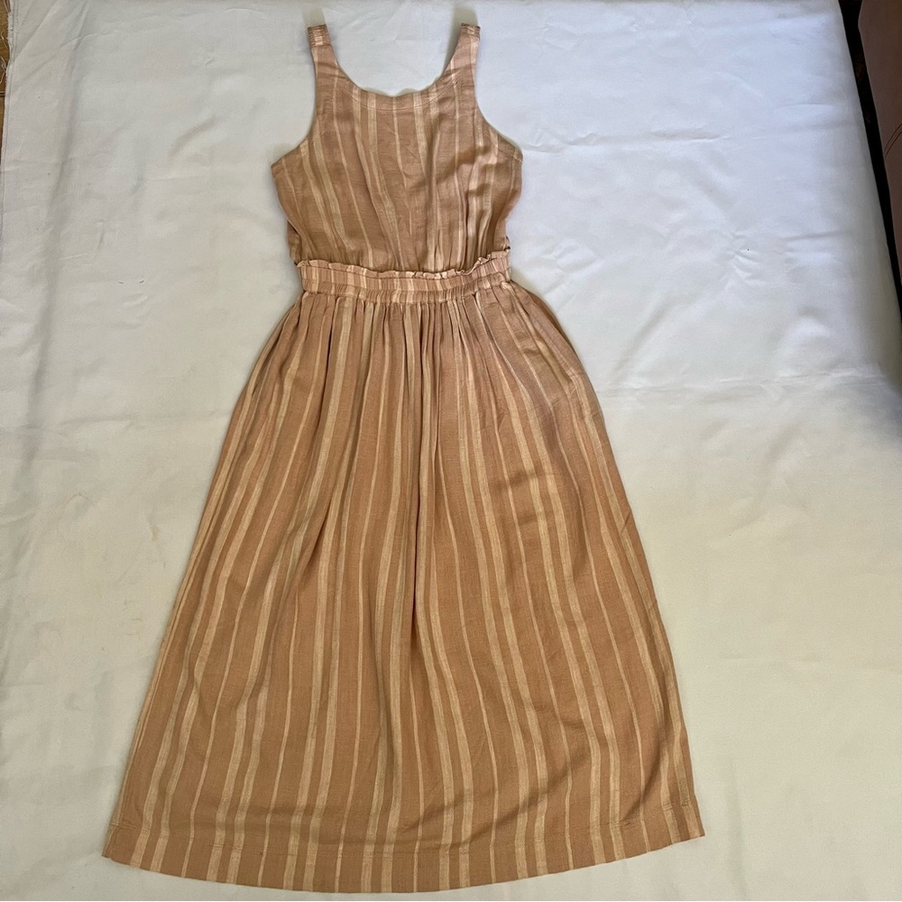 Splendid Women’s Striped Bristol Smocked-Bodice Stripped Midi Dress Size Small.